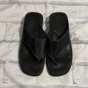 Fly Flot Italian Black Leather Sandals